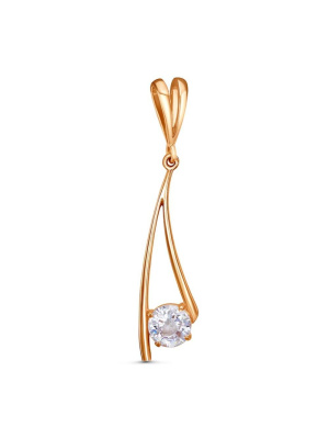 Подвеска бижутерия, покрытие - золочение, вставка - фианит (недрагоценный камень)