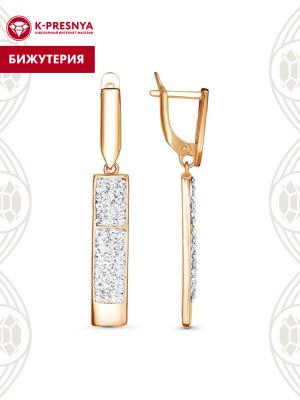 Серьги бижутерия, покрытие - золочение, вставка - стекло ювелирное preciosa