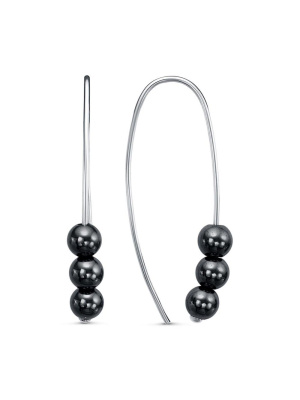 Серьги бижутерия, покрытие - серебрение, вставка - гематит