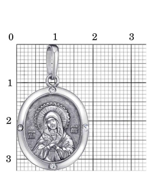 Подвеска серебро 925 пробы, покрытие - оксидирование, вставка - фианит (недрагоценный камень)