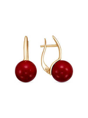 Серьги серебро 925 пробы, покрытие - золочение, вставка - имитация жемчуга