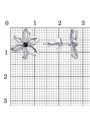 Серьги серебро 925 пробы, покрытие - платинирование, вставка - фианит (недрагоценный камень)