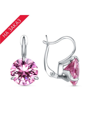 Серьги серебро 925 пробы, покрытие - платинирование, вставка - фианит (недрагоценный камень)