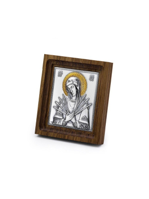 Икона бижутерия, покрытие - серебрение с оксидированием, выборочное золочение, без вставок