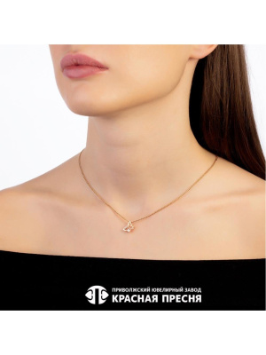 Подвеска серебро 925 пробы, покрытие - золочение, вставка - фианит (недрагоценный камень)