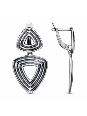 Серьги серебро 925 пробы, покрытие - оксидирование, без вставок