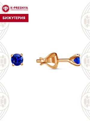 Серьги бижутерия, покрытие - золочение, вставка - искусственная шпинель