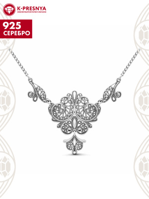 Колье серебро 925 пробы, покрытие - оксидирование, без вставок