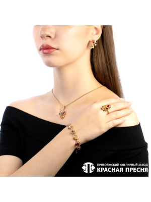 Браслет бижутерия, покрытие - золочение, вставка - фианит (недрагоценный камень)