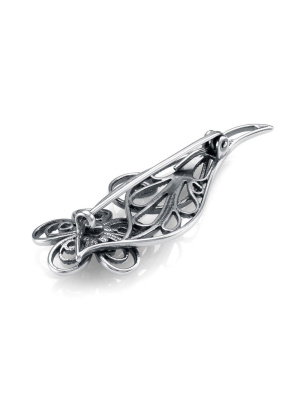 Брошь бижутерия, покрытие - серебрение с оксидированием, без вставок