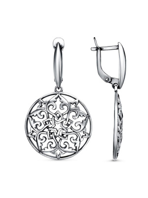 Серьги серебро 925 пробы, покрытие - оксидирование, без вставок