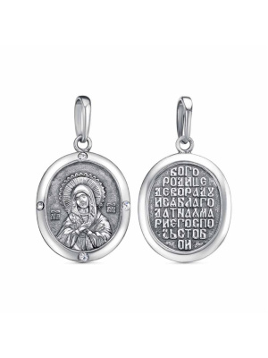 Подвеска серебро 925 пробы, покрытие - оксидирование, вставка - фианит (недрагоценный камень)