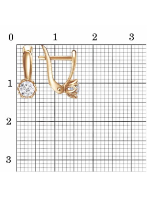 Серьги серебро 925 пробы, покрытие - золочение, вставка - фианит (недрагоценный камень)