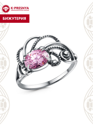 Кольцо бижутерия, покрытие - серебрение с оксидированием, вставка - фианит (недрагоценный камень)