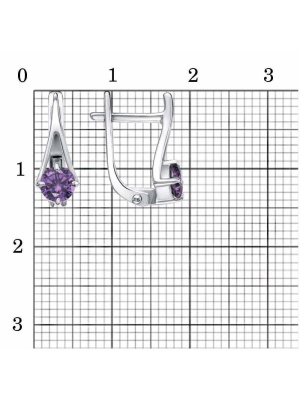 Серьги бижутерия, покрытие - платинирование, вставка - фианит (недрагоценный камень)