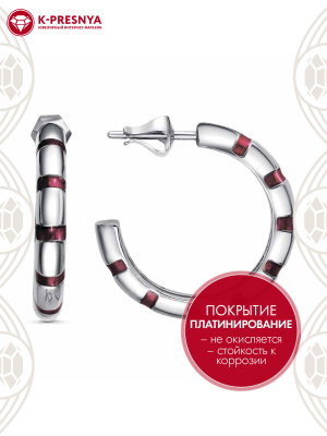 Серьги бижутерия, покрытие - платинирование, отделка - эмаль, без вставок