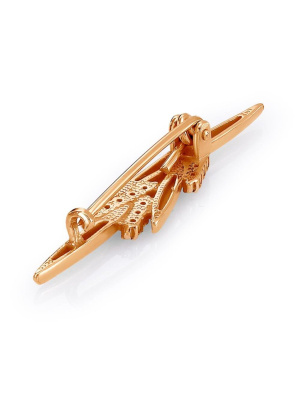 Брошь серебро 925 пробы, покрытие - золочение, выборочное родирование, вставка - фианит (недрагоценный камень)