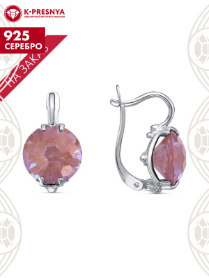 Серьги серебро 925 пробы, покрытие - родирование, вставка - ситалл собственной огранки