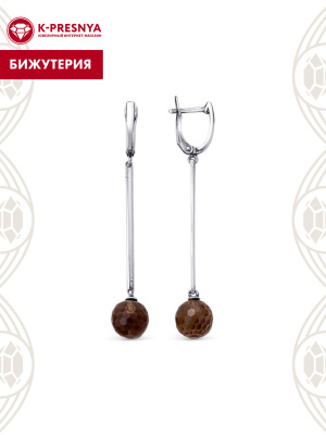 Серьги бижутерия, покрытие - серебрение с оксидированием, вставка - искусственный султанит