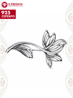 Брошь серебро 925 пробы, покрытие - оксидирование, без вставок