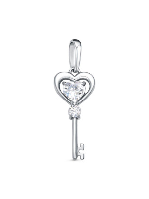 Подвеска серебро 925 пробы, покрытие - платинирование, вставка - фианит (недрагоценный камень)