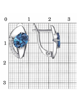 Серьги серебро 925 пробы, покрытие - платинирование, вставка - фианит (недрагоценный камень)
