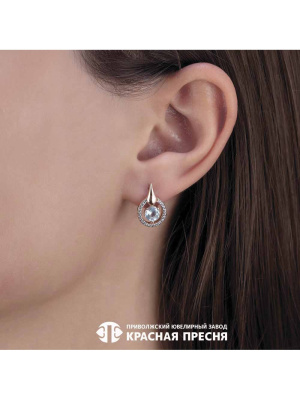 Серьги серебро 925 пробы, покрытие - золочение, выборочное родирование