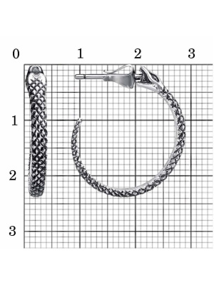 Серьги бижутерия, покрытие - серебрение с оксидированием, без вставок
