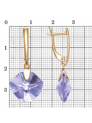 Серьги бижутерия, покрытие - золочение, вставка - стекло ювелирное собственной огранки