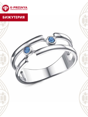 Кольцо бижутерия, покрытие - платинирование, вставка - стекло ювелирное preciosa