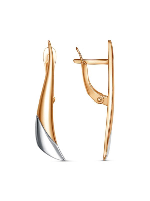 Серьги бижутерия, покрытие - золочение, выборочное родирование, без вставок