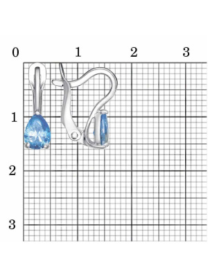 Серьги бижутерия, покрытие - платинирование, вставка - фианит (недрагоценный камень)
