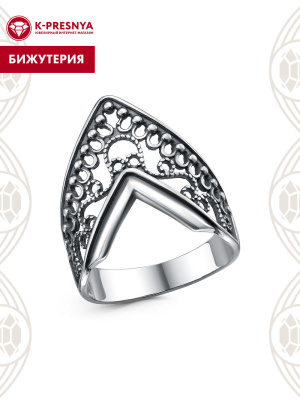 Кольцо бижутерия, покрытие - серебрение с оксидированием, без вставок