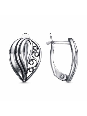 Серьги серебро 925 пробы, покрытие - оксидирование, без вставок