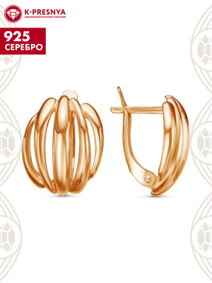 Серьги серебро 925 пробы, покрытие - золочение, без вставок