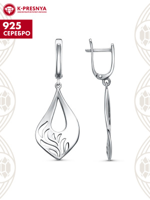 Серьги серебро 925 пробы, покрытие - родирование, без вставок