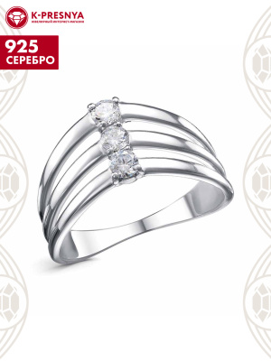 Кольцо серебро 925 пробы, покрытие - платинирование, вставка - фианит (недрагоценный камень)