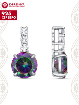 Подвеска серебро 925 пробы, покрытие - родирование, вставка - фианит (недрагоценный камень)