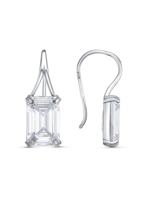 Серьги бижутерия, покрытие - платинирование, вставка - фианит (недрагоценный камень)