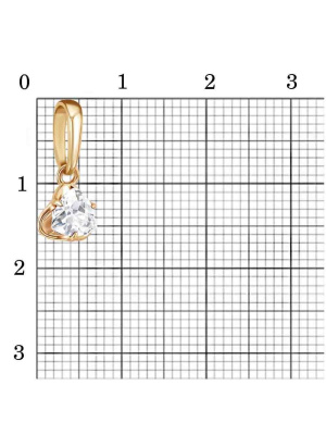 Подвеска бижутерия, покрытие - золочение, вставка - фианит (недрагоценный камень)
