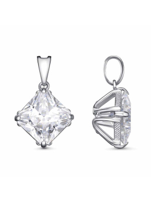 Подвеска бижутерия, покрытие - платинирование, вставка - фианит (недрагоценный камень)