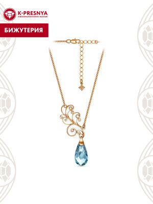 Колье бижутерия, покрытие - золочение, вставка - стекло ювелирное