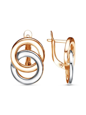 Серьги серебро 925 пробы, покрытие - золочение, выборочное родирование, без вставок