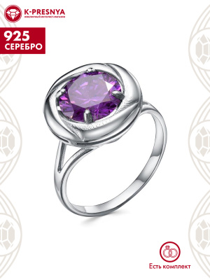 Кольцо серебро 925 пробы, покрытие - платинирование, вставка - фианит (недрагоценный камень)