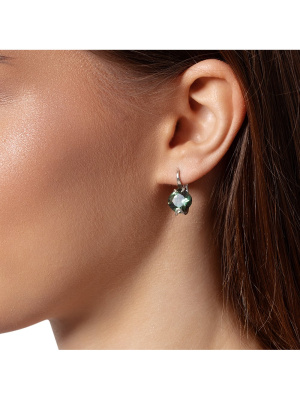 Серьги серебро 925 пробы, покрытие - платинирование, вставка - фианит (недрагоценный камень)