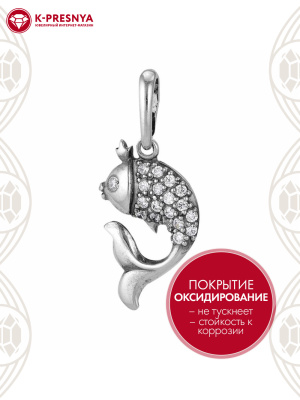 Подвеска серебро 925 пробы, покрытие - оксидирование, вставка - фианит (недрагоценный камень)