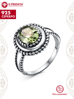 Кольцо серебро 925 пробы, покрытие - оксидирование, вставка - фианит собственной огранки (недрагоценный камень)