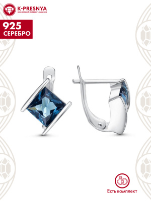 Серьги серебро 925 пробы, без покрытия, вставка - ситалл собственной огранки
