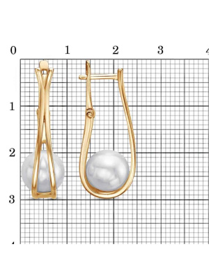 Серьги серебро 925 пробы, покрытие - золочение, вставка - имитация жемчуга