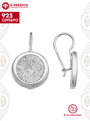 Серьги серебро 925 пробы, покрытие - родирование, вставка - стекло ювелирное preciosa